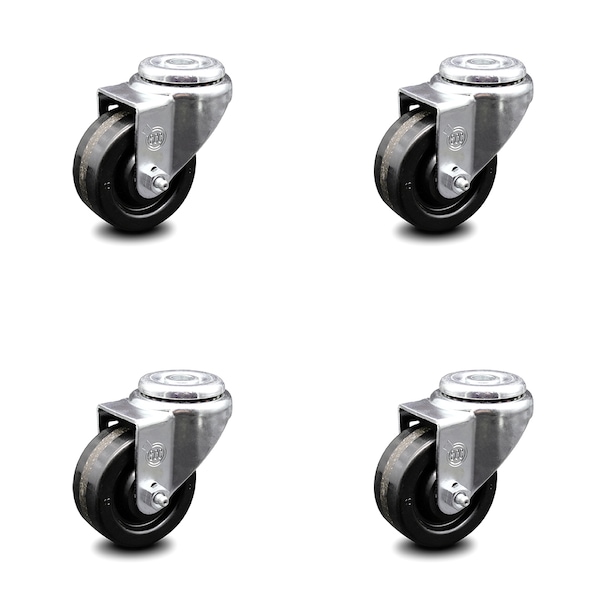 Service Caster 3 Inch Phenolic Wheel Swivel Bolt Hole Caster Set SCC-BH20S314-PHR-4 - main